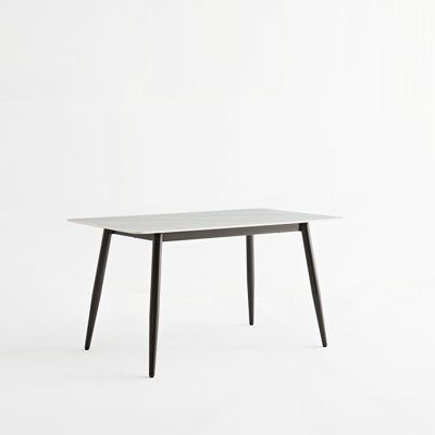 Large Rectangular Table with Strong Metal Base Modern Stone Dining Table For Kitchen 1.6m