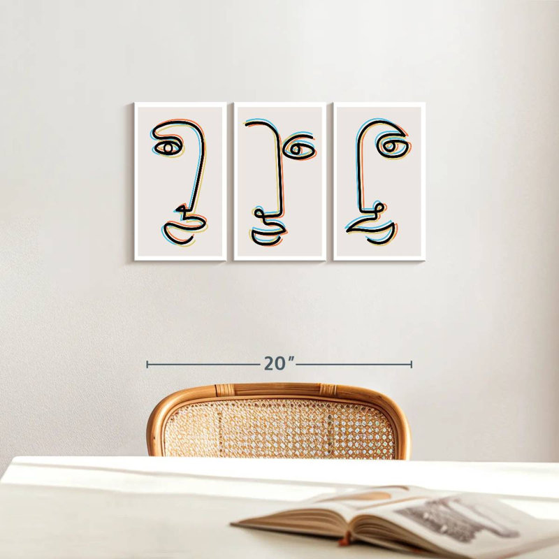 Abstrait visages en couleurs holographiques, reproduction sur toile, H 12 po x l 26 po x P 1 po