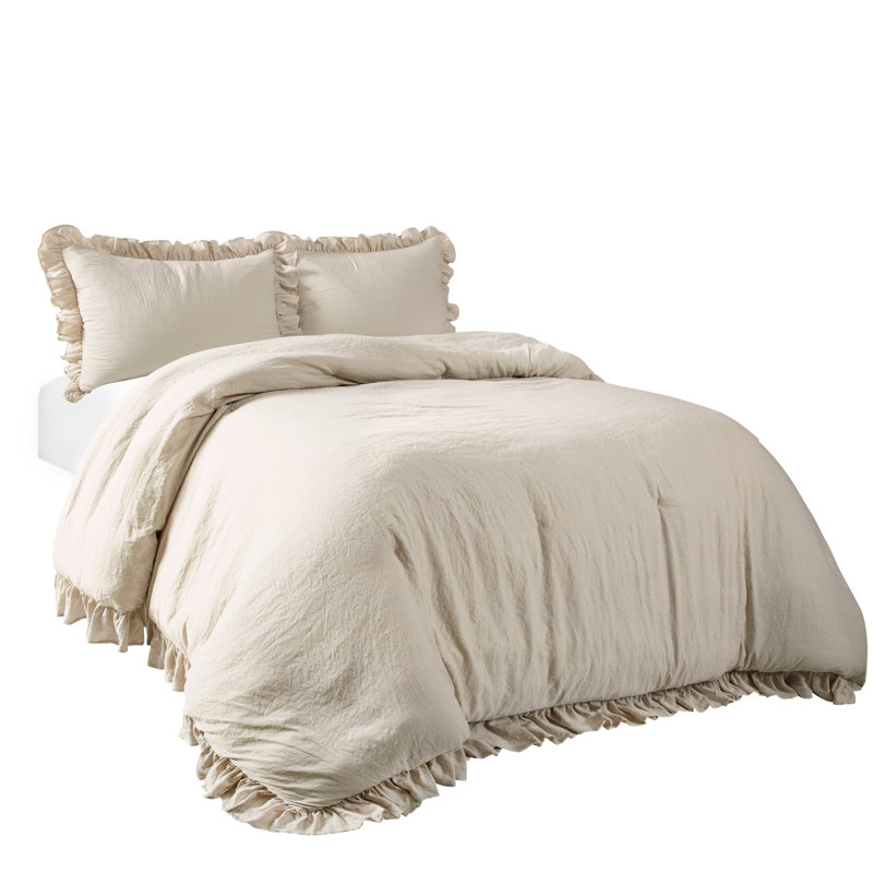 Lush Decor Reyna Ruffle Comforter Set, California King, Wheat