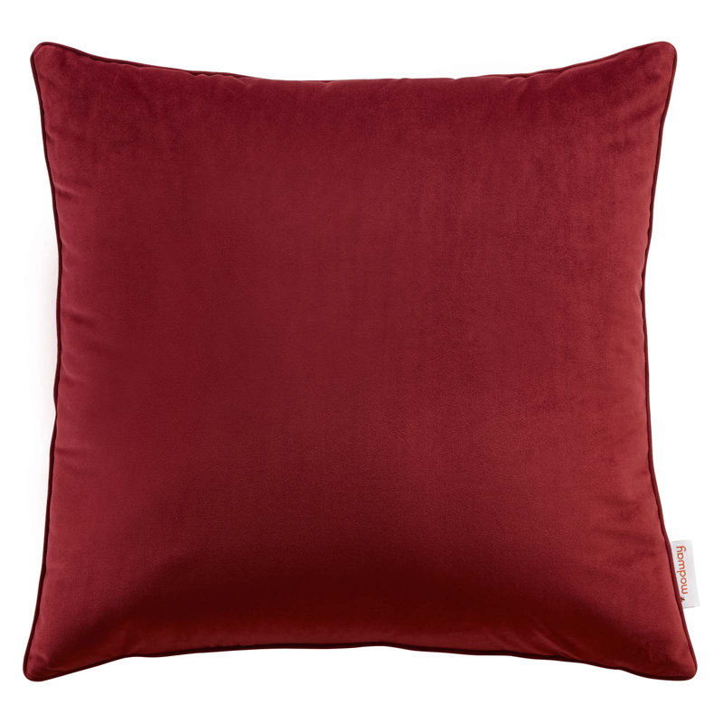 Enhance Performance Velvet Throw Pillow by Modway, Maroon, 19.5" x 19.5"