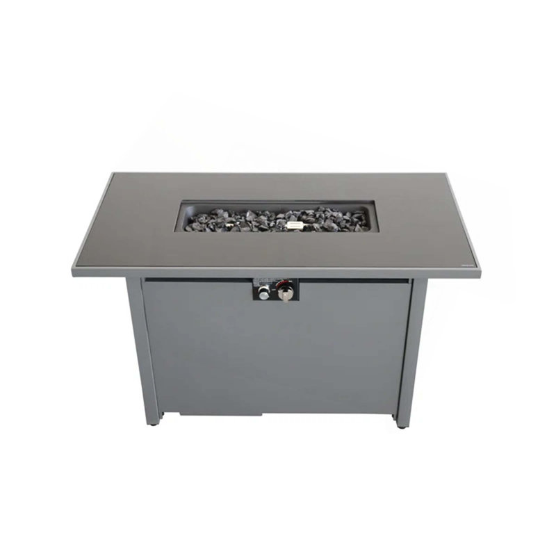 42" Smoked Glass Metal Rectangle Fire Pit