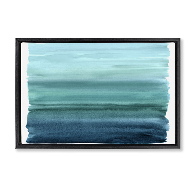 Cadre flottant dégradé bleu sarcelle dégradé, design par Allie Corbin, H 17 po x l 25 po, Cadre flottant noir de jais