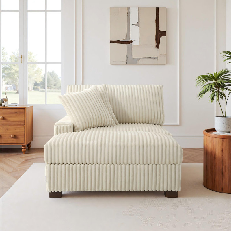 Upholstered Chaise Lounge, Left Hand Facing, White
