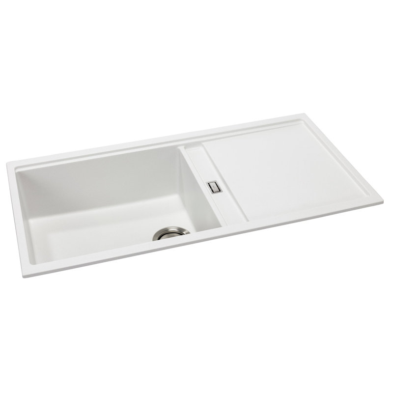 Abode Designs Synchronist 46mm W Single Bowl Composite Kitchen Sink, Matte White