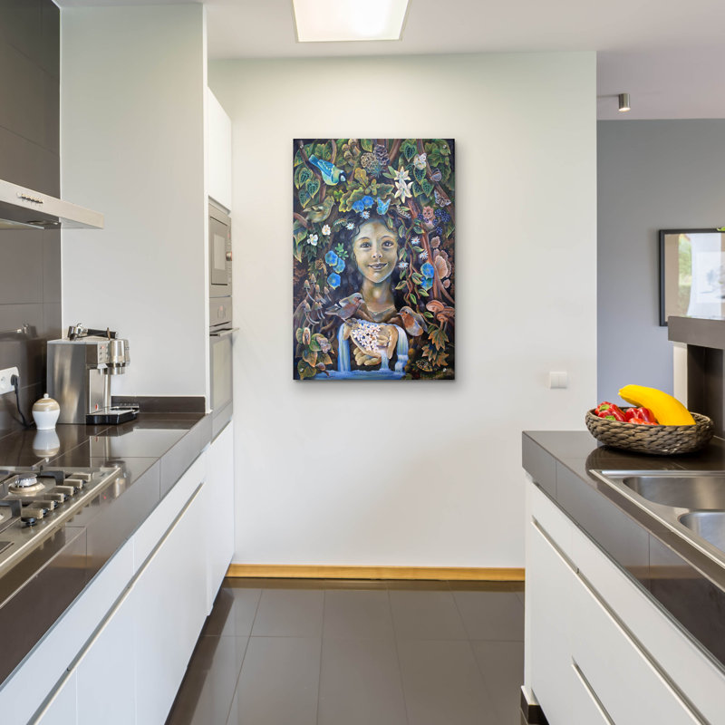 Art mural en verre acrylique épique «Earthangel» par Verena Wild, 24 po x 36 po, H 36 po x l 24 po