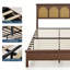 Structure de lit plateforme en rotin grand format avec tête de lit avec rangement, lit en bois Boho, aucun sommier nécessaire-129933915