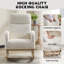 Chaise berçante d'appoint moderne (pieds en bois massif) - Fauteuil oscillant avec dossier haut et poche latérale | Salon / chambre à coucher - blanc-1386915022