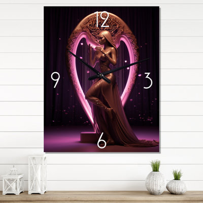 Mythique femme jouant de la harpe - horloge murale rétro