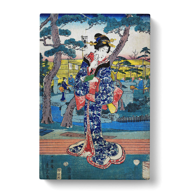 Young Girl At A Tea-House by Utagawa Hiroshige - Wrapped Canvas Painting, 50cm H x 35cm W x 3cm D