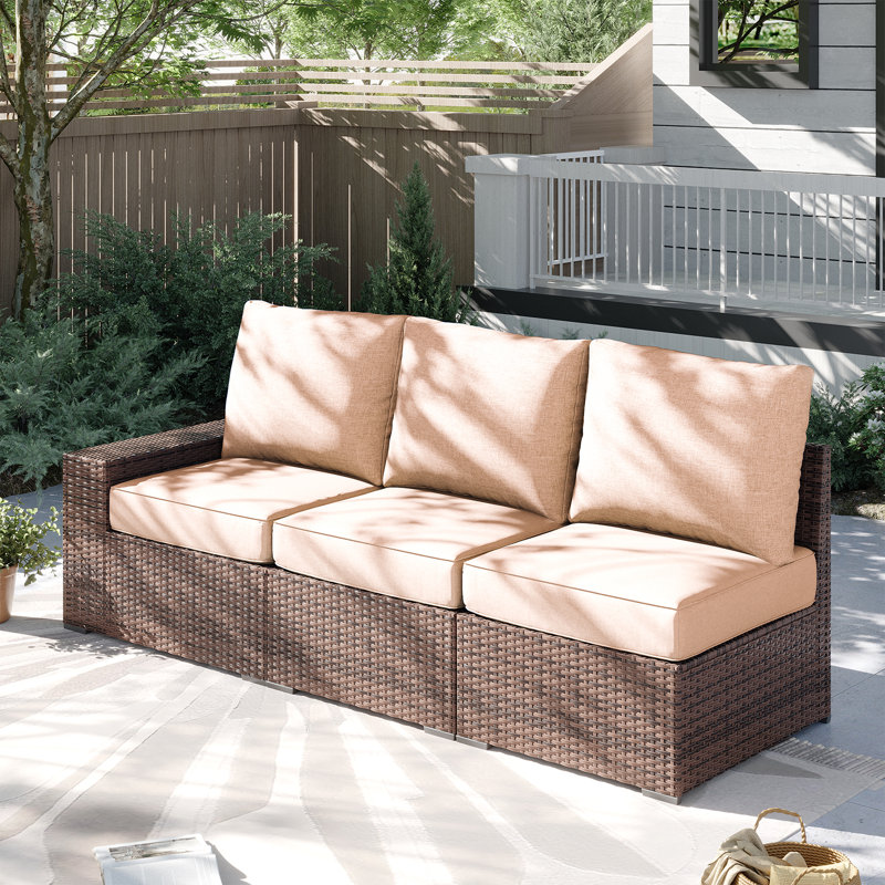 Patio Safo pour 3 personnes avec coussins, Beige