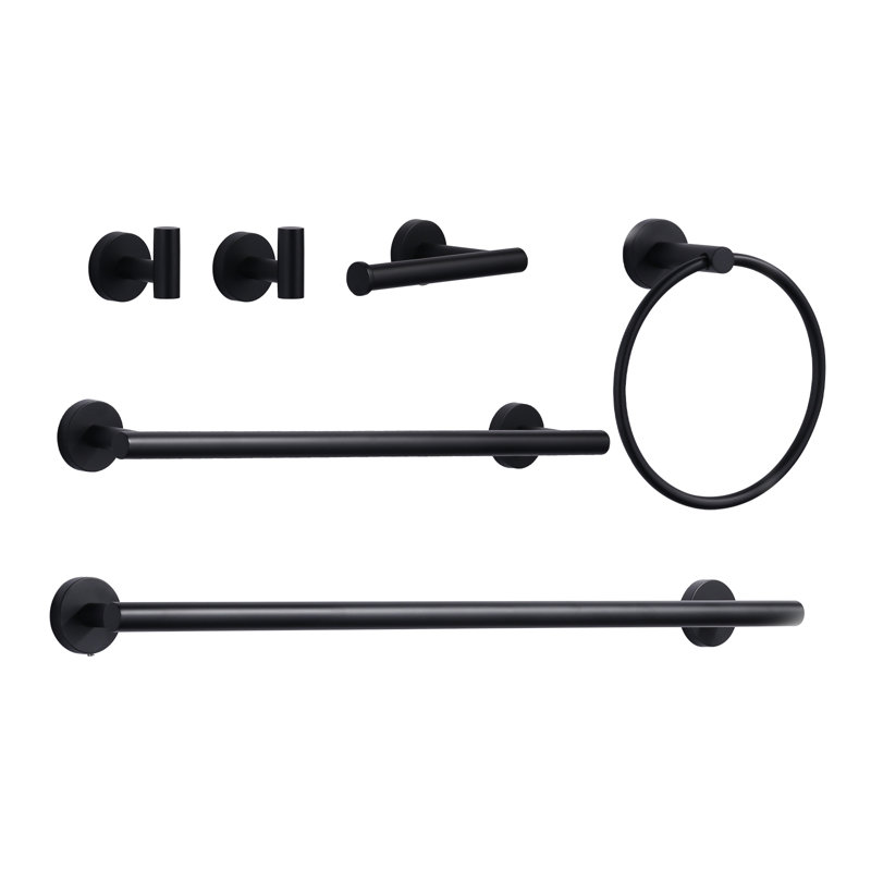 6 - Piece Bathroom Hardware Set, Matte Black