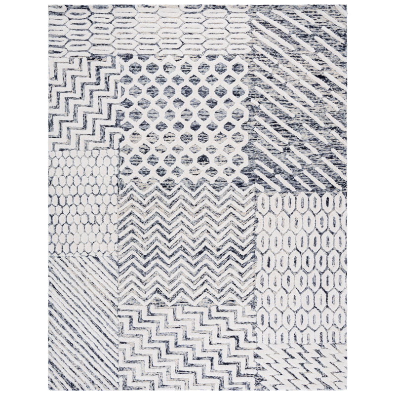 Wyeth Ebony Hand Tufted Wool & Cotton Abstract Rug, Rectangle 8' x 10'