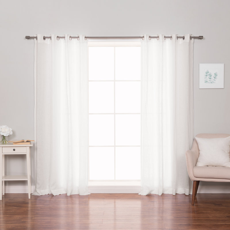 Blakney Linen Semi Sheer Single Curtain Panel, 52" W x 108" L, White