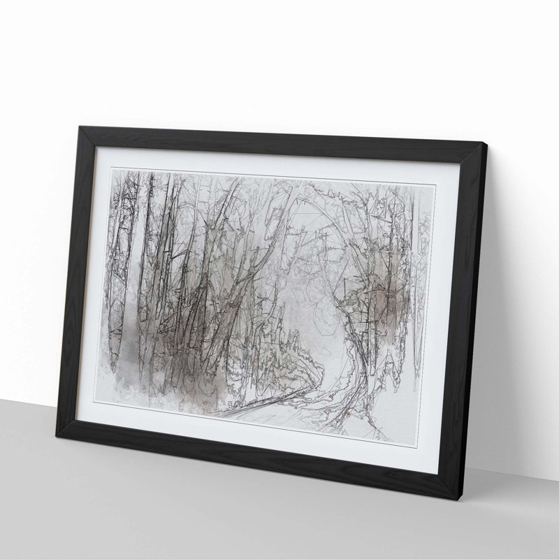Woodland Road in Abstract - Picture Frame Graphic Art Print, 40cm H x 60cm W x 2cm D, Black