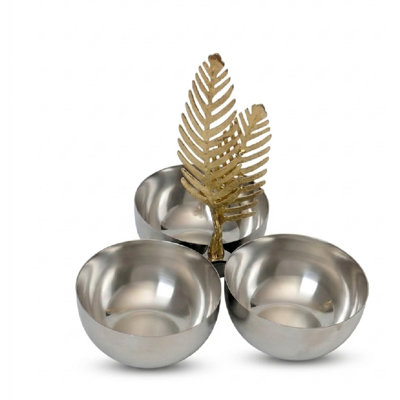 Golden Fern 3-Bowl Stainless Steel Appetizer Serving Set