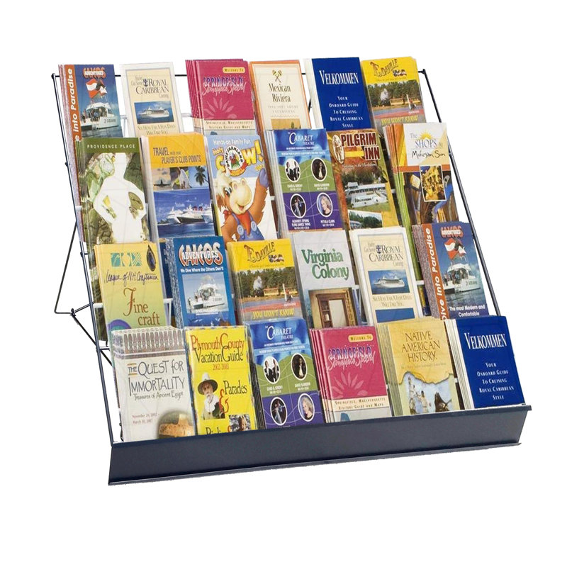 Black Glossy Metal 4-Tier Literature Display Rack