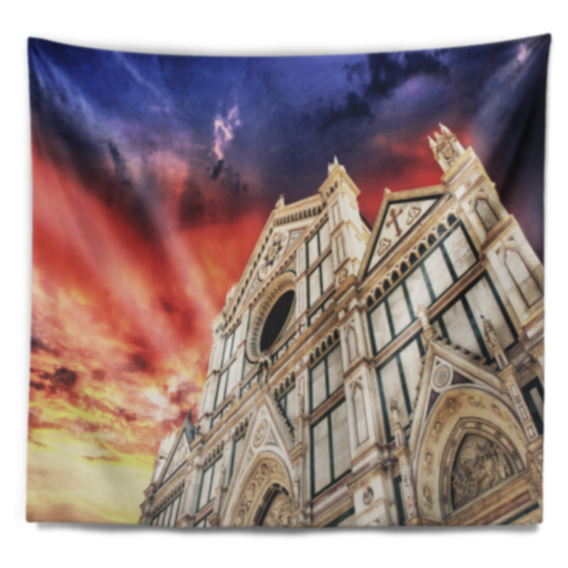 Paysage urbain de la cathédrale de santa croce à la tapisserie de florence, H 68 po x l 80 po
