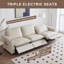 Canapé modulaire inclinable électrique en cuir véritable blanc avec rampe carrée réglable-1968744503