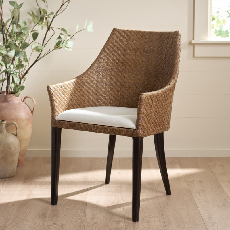 Chaise avec accoudoirs Riko, Brun