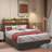 41.3'' Wings Headboard Bed Frame with 4 Under-bed Portable Storage Drawers and LED Light-1417703133-1417703131
