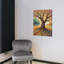 Arbre d'automne avec racines tentaculaires, cadre en bois intégré, 16 x 20