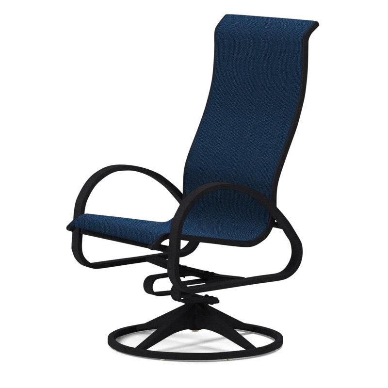 Fauteuil de patio pivotant Hiraku, Bleu marine 13D Sunbrella®, Noir texturé