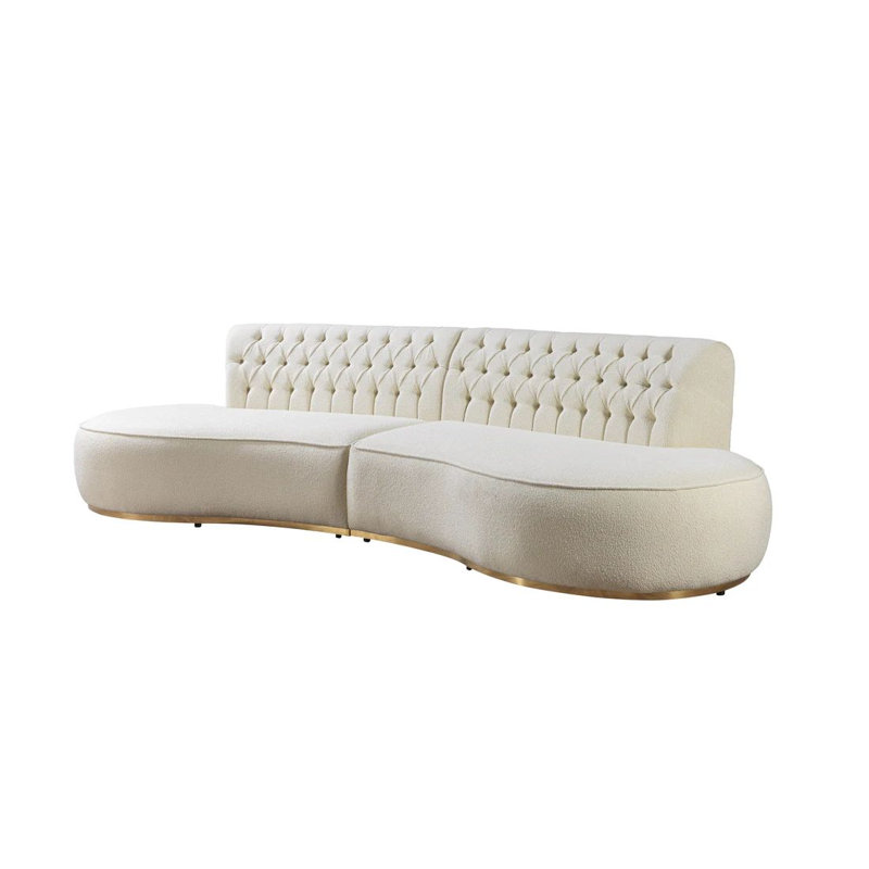 Petrisevac 2 - Piece Upholstered Sectional, Ivory Fabric