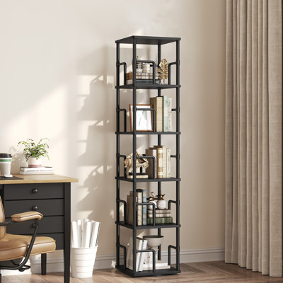 5-tier 360° Rotating Bookcase, Storage and Display Spinning Bookshelf ,360°Swivel Narrow Space-Saving Design