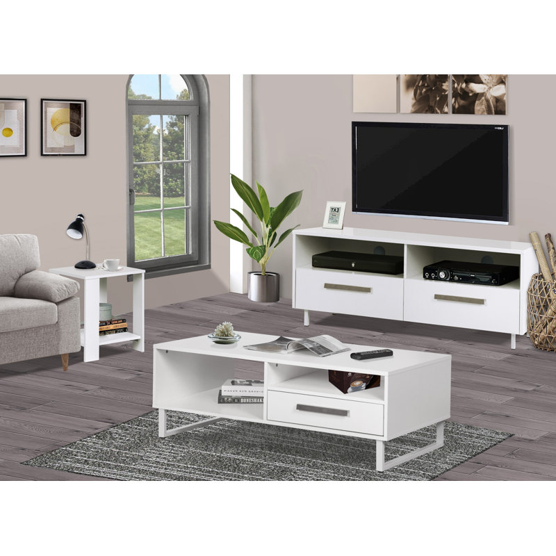 Meuble audio-vidéo avec rangement moderne blanc