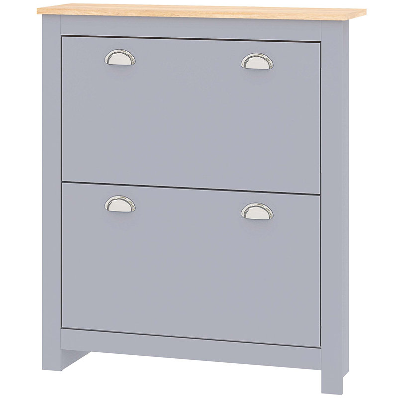 12 Pair Flip Down Shoe Storage, Grey