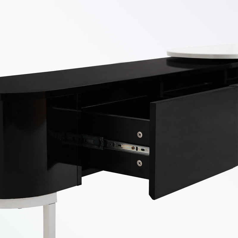 Modern Extendable TV Stand with 3 Drawers, Black/White