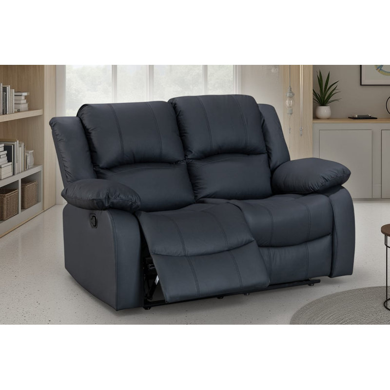 Aesir 3 Seater Faux Leather Reclining Sofa, Black, 2