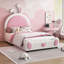 Lit plateforme simple tapissier avec tête de lit en forme de lapin, blanc