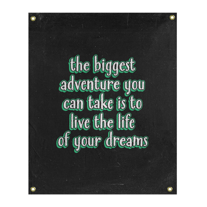 Tapisserie tableau noir en polyester le plus grand de la citation adventure, H 59 pi x l 50 po, Vert
