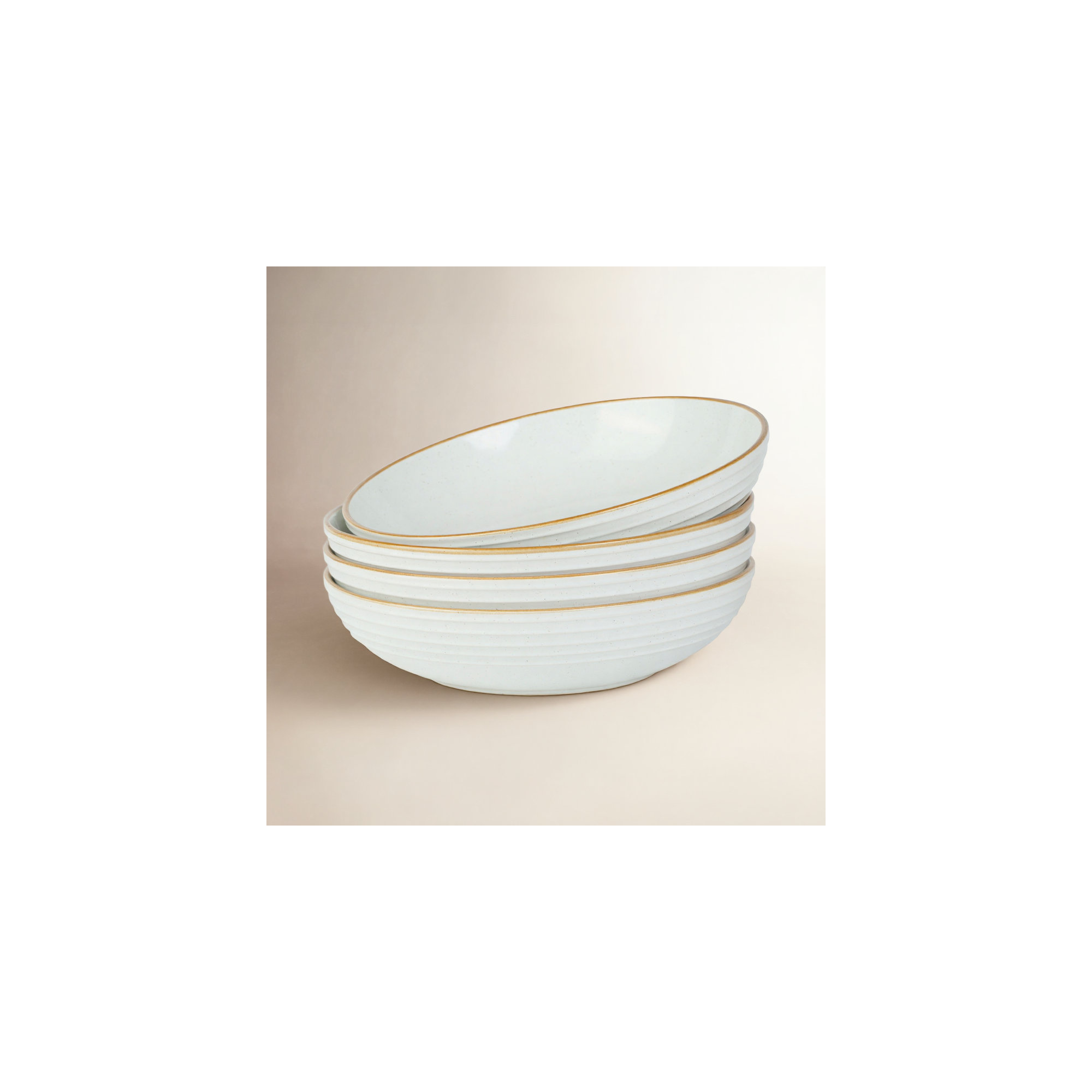 Kellison Latitude Run Stoneware 30oz Large Pasta Bowl (Set of 4), White