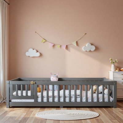 Soft And Comfortable/quick Sleep Aid/sturdy And Durable Bed Floor Bed with Safety Guardrails and Door for Kids