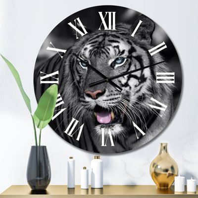 Portrait d'un tigre blanc I - Horloge murale traditionnelle
