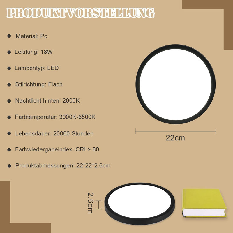 LED Semi Flush Mount, Black