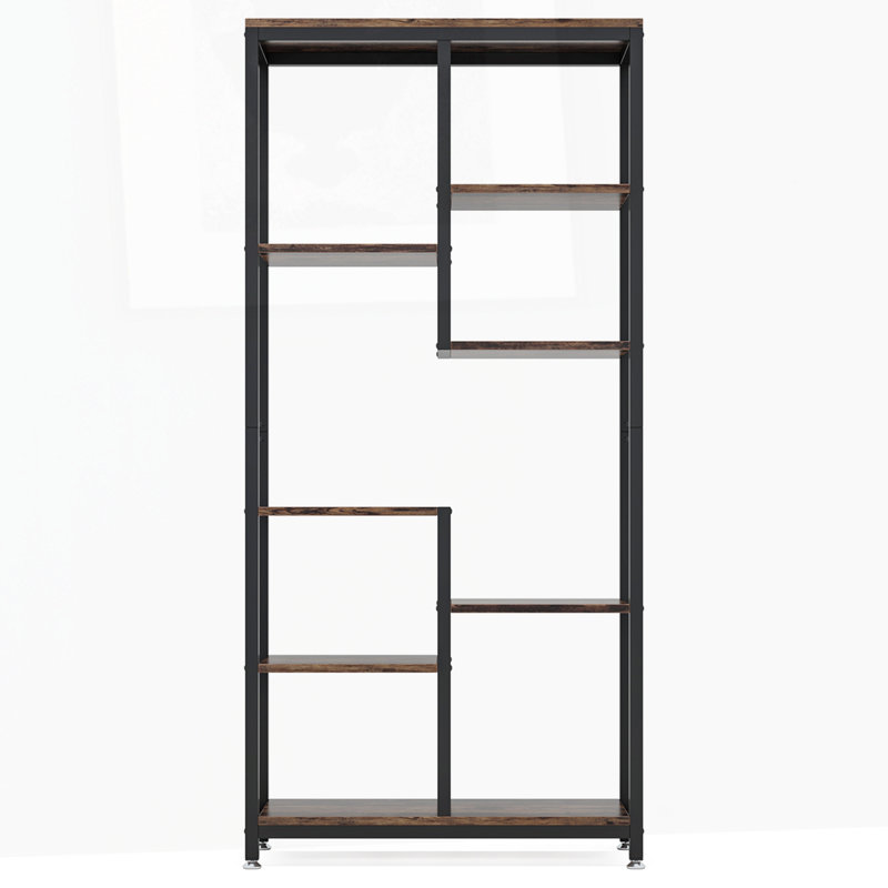 6-Tier Rustic Brown Industrial 8-Shelf Etagere Bookcase Storage