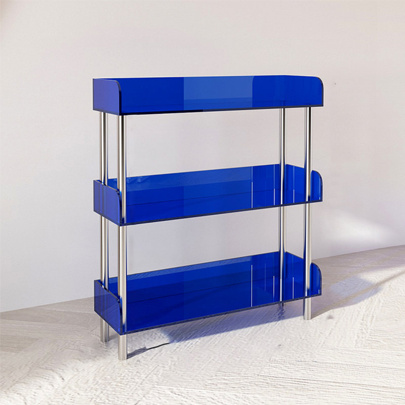 Simple acrylic display transparent bookcase, Blue, (3 Shelves)  34.84"H x 23.62"W x 9.84"D