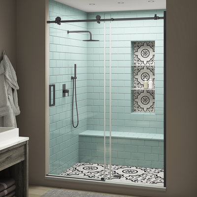 Porte de douche coulissante simple sans cadre avec abat-jour Coraline XL