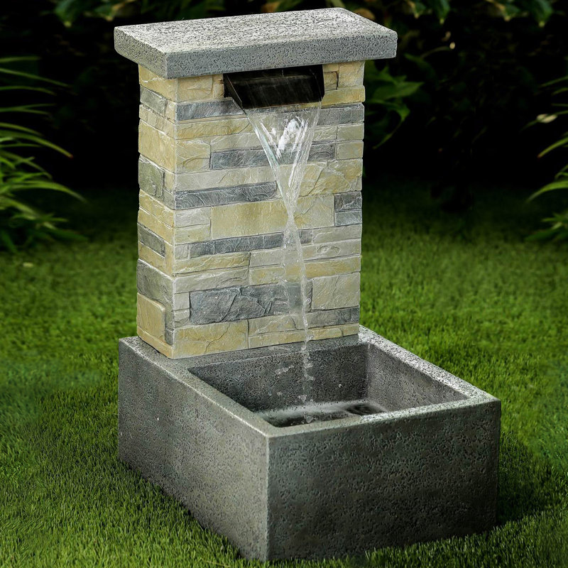 Handcrafted Outdoor Column Fountain with Lights