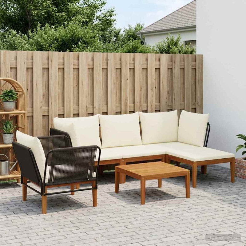  Garden Lounge Set Solid Acacia Wood & Rope Sofa Outdoor Furniture Patio