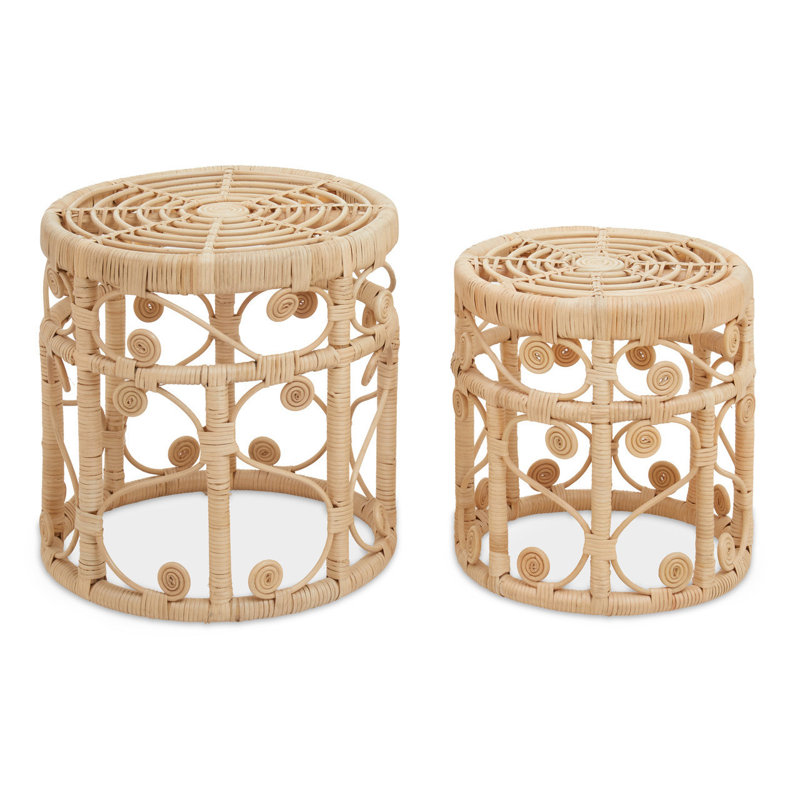 Beneduce Rattan Accent Stool, Natural