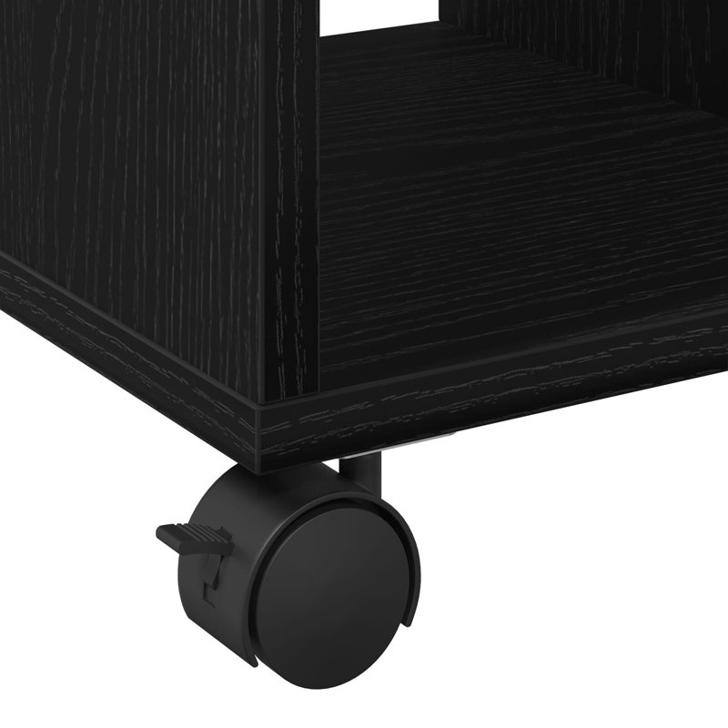 Engineered Wood Compact Lightweight Side Table, Black Oak