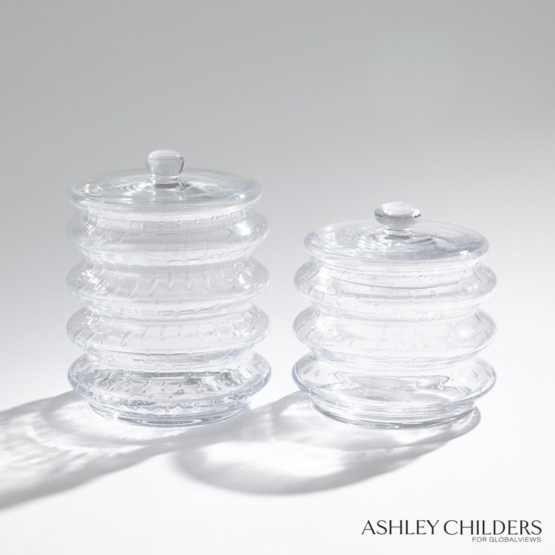 Wave Canister-Clear Seeded-Lg, 9.75" H x 7.75" W x 7.75" D