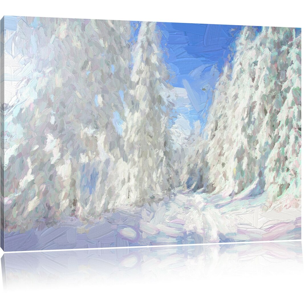 Leinwandbild Winterlandschaft mit Bäumen