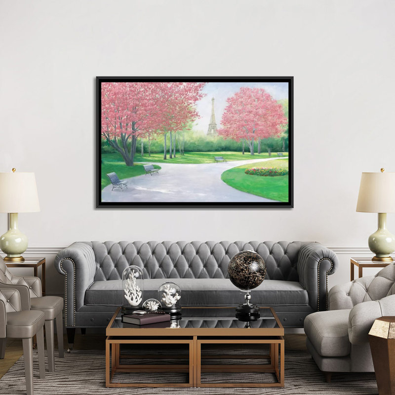 «Parisian Spring», reproduction sur toile, H 18 po x l 26 po x P 1,5 po, Toile encadrée noire, Pas de tapis