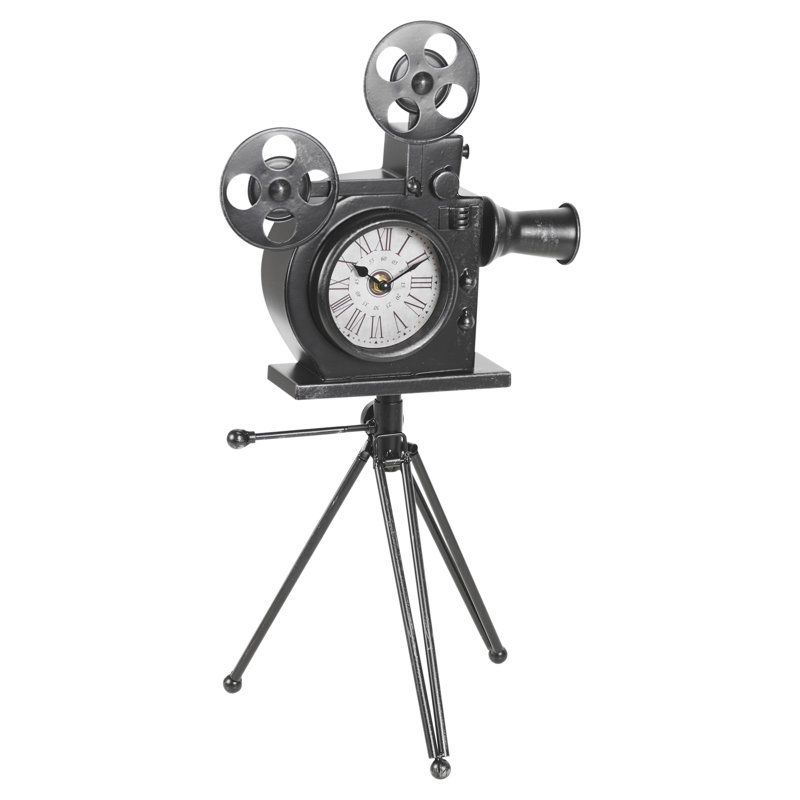 Roman Numeral Metal Electric Tabletop Clock in Black
