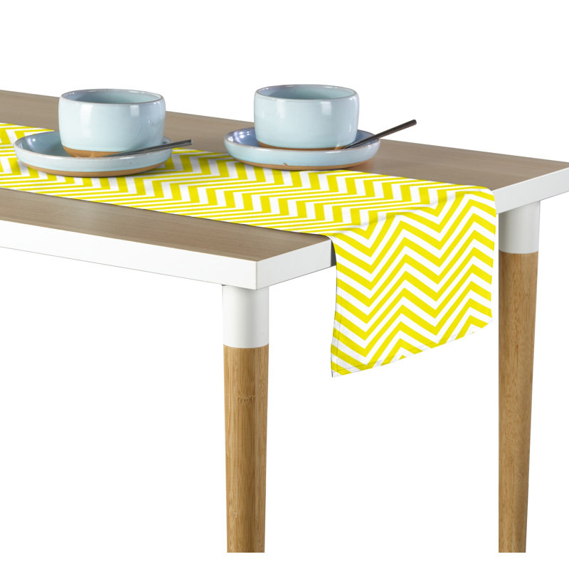Mccandless Chevron Milliken Signature Table Runner, 72" L x 12" W, Yellow